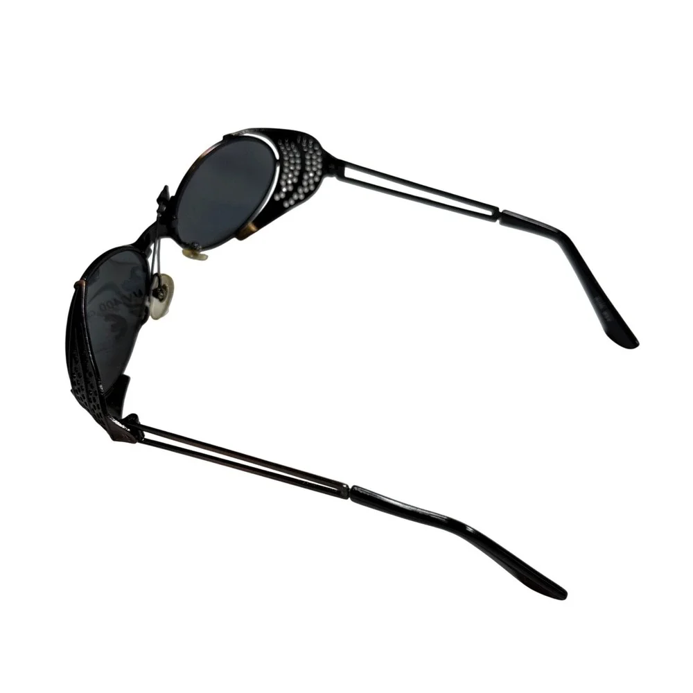 Vintage 90s Steampunk Sunglasses Bronze Mesh Sides